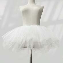 1pc Women's White/Black Fluffy Tutu Skirt, Asymmetrical Multi-Layer Soft Net Waistless Skirt, Princess Skirt, Puff Skirt, Multi-Layer Tulle Skirt, Boneless Skirt Suitable For Weddings, Banquets, Performances, Parties, Dance Performances, Cosplay, Holiday Performances, Dance Skirt, Short Underskirt, Can Be Worn Outerwear, Halloween Costume Accessory