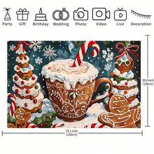 A Christmas Milk Tea Cake Gingerbread Man Pattern Garage Door Curtain Decorative Background Banner Background Cloth, Used For Party Background, Holiday Celebration, Photography Background Sign Poster Decoration Supplies, A Variety Of Sizes Can Be Selected