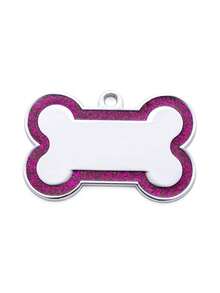 1pc Customized Text Pet Tag, Zinc Alloy Dog Anti-Lost ID Tag With Glitter Pink Circle, Customized Bone Shaped Dog Tag - Engraved For Pet Identification, Essential For Holidays/Parties