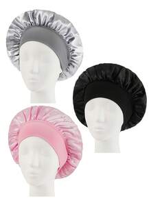 1 pieza/2 piezas/3 piezas Gorro de satén de borde ancho y alta elasticidad para mujeres, belleza, cuidado del cabello, posparto, quimioterapia