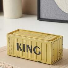 Contenedor de metal mini de 11,5 cm de largo, caja de almacenamiento de estilo industrial retro para oficina, organizador de hogar creativo