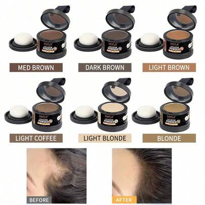 GOIPLE 0.18oz/5g Hairline Powder Waterproof Instantly Cover Up Gray Hair Root Concealer, Wig Lace Knots Healer, Shadow Powder Filling In Temples, Eyebrows, Beard, Wig Grids & Forehead, Modified Repair Edge Concealer Makeup Tool