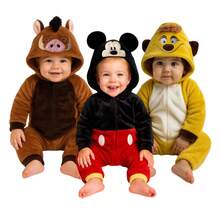 Disney Pack 3 Mameluco con gorro bordado sin pie Pumba, Mickey, Timon - Multicolor - Ver 1