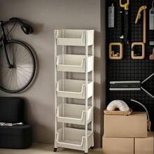 Chariot de rangement multifonctionnel en plastique avec roulettes, organisateur à plusieurs niveaux, adapté à la chambre, à la cuisine, à la salle de bain et au salon - 1 - Voir 5