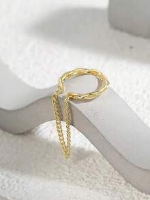 1 قطعة أذن كاف بسلسلة فرنسية عتيقة مزينة بشراشيب، إكسسوار أنيق وشخصي للنساء بدون ثقب الأذن