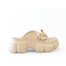 Chanclas casuales de verano para mujeres, diseño de dibujos animados con moño, suela gruesa antideslizante, cómodas sandalias tipo nube, ideales para vacaciones en la playa, zapatillas para el hogar y el dormitorio, calzado para damas en tallas grandes, m - Negro - Ver 5