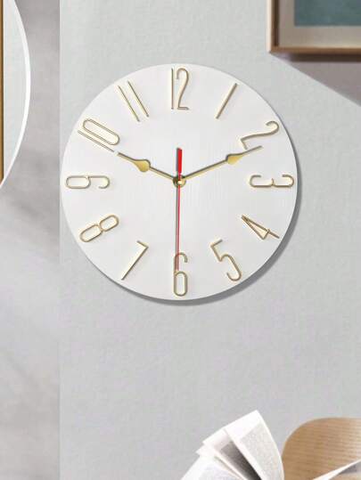 Moderne Minimalist Digital Wand Klok Wit Goud Hour Markers), Silent Quartz Movement, Battery Powered Living Room, Bedroom, Office, Kitchen Ideal Ho warming/Birthday AA Batteries Not Included Durable Materials Easy To Read Display, Home High Quality Craftsmanship, Working Professionals view 3