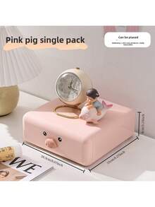 1 pieza Caja de almacenamiento con forma de animal lindo y gran capacidad con cajón, organizador de escritorio para uso doméstico