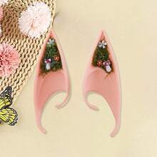 Halloween Cosplay Elf Ears Mushroom Flower Crystal Design Fairy Ear Accessories For Women Party Costume - Watermelon Pink - View 5