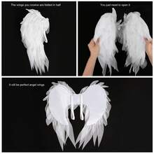 Adult Angel Wing Lightweight Feather Angel Wings And Halo Headband Cosplay Costumes Props For Party Accessories - 白色 - 查看 8
