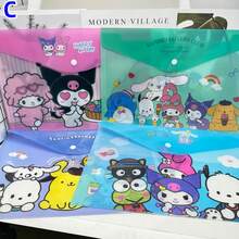 Sanrio 4 buc Sanrio Cartoon A4 Pungi pentru documente, Geantă din PVC cu închidere rapidă Hello Kitty, Kulomi, Dosar cu închidere cu nasture My Melody, Geantă de papetărie, Organizator de documente, Geantă transparentă cu fermoar, Depozitare hârtie de examen, Cadouri, Rechizite de birou, Cadouri mici pentru întoarcerea la școală, Potrivite pentru sezonul școlar
