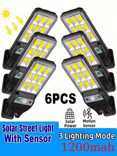 1/2/4/6 قطعة أضواء حائط شمسية تجارية بقوة إضاءة 60,000 لومن، أضواء شمسية للحديقة والفناء، أضواء للتخييم مع لوحة شمسية، بطارية ليثيوم أيون قابلة للشحن 1200 مللي أمبير، مستشعر حركة، 3 أوضاع إضاءة، مناسبة للحديقة والفناء والممرات والشوارع والأعياد والعطلات والديكور والإضاءة الأمنية