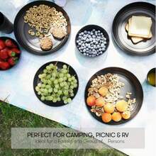 Home And Outdoor Dinnerware Set - 16-Piece Unbreakable, Microwave Dishwasher Set Includes 8 Plates, 4 Bowls, And 4 Cups - Black - View 5