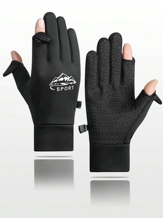 1 Pair Thickened Warm Flip-Top Fingerless Gloves, Waterproof, Anti-Slip For Driving, Running, Cycling, Fishing, Delivery, Windproof For Men And Women