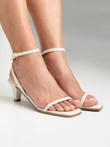 Women's Thin Heels, Delicate Basic Sandal, Medium Heel - 白色 - 查看 3