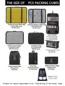 6/7/8/9pcs Travel Packing Cubes, Luggage Organizer Bags, Laundry Bag, Shoe Bag, Multi-Function Compression Packing Cubes, Lightweight Travel Luggage Organizer, Washable Nylon Material, Suitable For Students, Teachers, Travelers