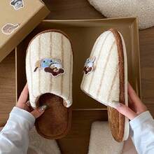 Niedliche Plüsch-Schleifen-Hausschuhe, warme Damen-Hausschuhe für Zuhause, rosa flache Schuhe, Hausschuhe, Winterschuhe, Damen-Flachschuhe, Halloween-Hausschuhe, Weihnachts-Hausschuhe