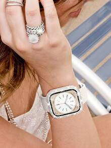 2 Packs Bling Case Crystal Rhinestone Protector Bumper With Screen Protector Compatible With Apple Watch Cover For Series Ultra/SE/11/10/9/8/7/6/5/4/3/2/1, Compatible For Apple Watch Case 38/40/41/42/44/45/46/49mm, Protective Face Cover Sparkling, Silver+Starlight Color