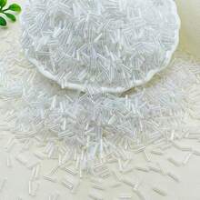 600pcs 2*7mm Magic Glass Beads, DIY Cross Stitch Beading Materials, Bracelet & Necklace Accessories - White - View 4