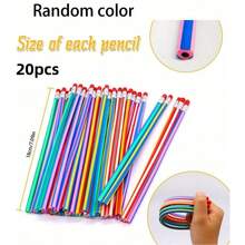 20 pièces Crayons flexibles et pliables amusants, crayons rayés souples et colorés avec gommes, cadeaux et décorations de fête (pour usage adulte uniquement)