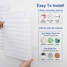 Pegboard Wall Organizer Kit – Heavy Duty 20lbs Load Bearing, Easy Installation, 4 Peg Board Panels 14 Accessories – Multi-Surface Use For Garage, Office, Kitchen & Crafts (White Pegboard,24″*24″) - 黑色,16″*10″ - 查看 3