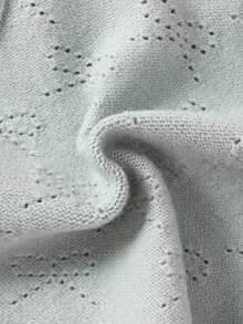 WUHUANG YIYI 女童休闲镂空蝴蝶结蕾丝宽松显瘦V领毛衣背心开衫日常穿搭秋季新品 - 淺藍色 - 查看 8