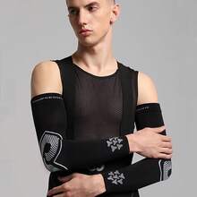 HAKUKU Mangas para Brazos, 3 Pares Alta Elasticidad Fresco, Transpirable, Absorbe el Sudo Mangas de Brazo Seda de Hielo para Hombres y Mujeres Andar en Bicicleta, Conducir, Pescar, - Negro, Gris, Blanco-02 - Ver 7