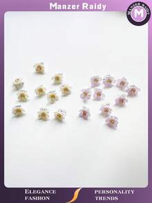 1/10/20 件水晶花发夹，夏季海滩辫子发饰，女士日常或学校佩戴，派对造型 - 紫色 - 查看 16