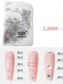 1440 viên đá trang trí móng tay, đá pha lê Séc đáy phẳng siêu sáng bóng không rơi, màu bạc trắng óng ánh AB, đá giả móng tay, phụ kiện làm móng, đá quý trang trí móng. - Nhiều màu - Xem 18