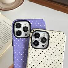 Compatible With IPhone 17 Pro Max Case, Fashion Cute Polka Dot Pattern Aesthetic Design For Women, Soft TPU And Hard Back Shockproof Phone Case For IPhone 17 Air 17 Pro 16 Plus 15 14 13 12 11 Pink - 黃色 - 查看 3