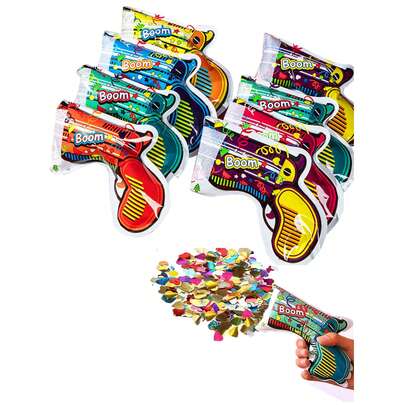 10/15/20件活力四射的五彩纸屑炮 - 彩色PET塑料派对装饰，配以星心和Boom！适用于婚礼、生日、圣诞节、新年、万圣节等各种派对用品和礼品，派对装饰用品，庆典必备品，趣味图案，最佳选择