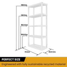 Hyper Tough Plastic Shelf Garage Storage Shelving Unit 5-Tier 75"H X 14"D X 30"W White-500 Lbs Total Capacity