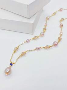 1 pièce Collier de perles baroques élégant, nouveau design minimaliste mode polyvalent affinant pour femmes, convient pour le port quotidien, le style vacances, bijoux pour femmes