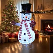 Dazzle Bright Christmas Snowman Decorations 3 5 FT Pre Lit 70 LED Pop Up Snowman Collapsible Lighted Snowman With Metal Stand For Indoor Outdoor Garden Yard Home Party Xmas Decor - trắng - Xem 7