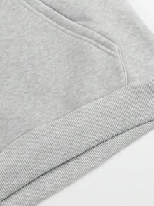 Customized Autumn Winter Personalized Men's Casual Loose Hoodie Sweatshirt - Add Your Own Images And Your Text Family /Selfie/Pet/Friend/Lover - Grey - View 4