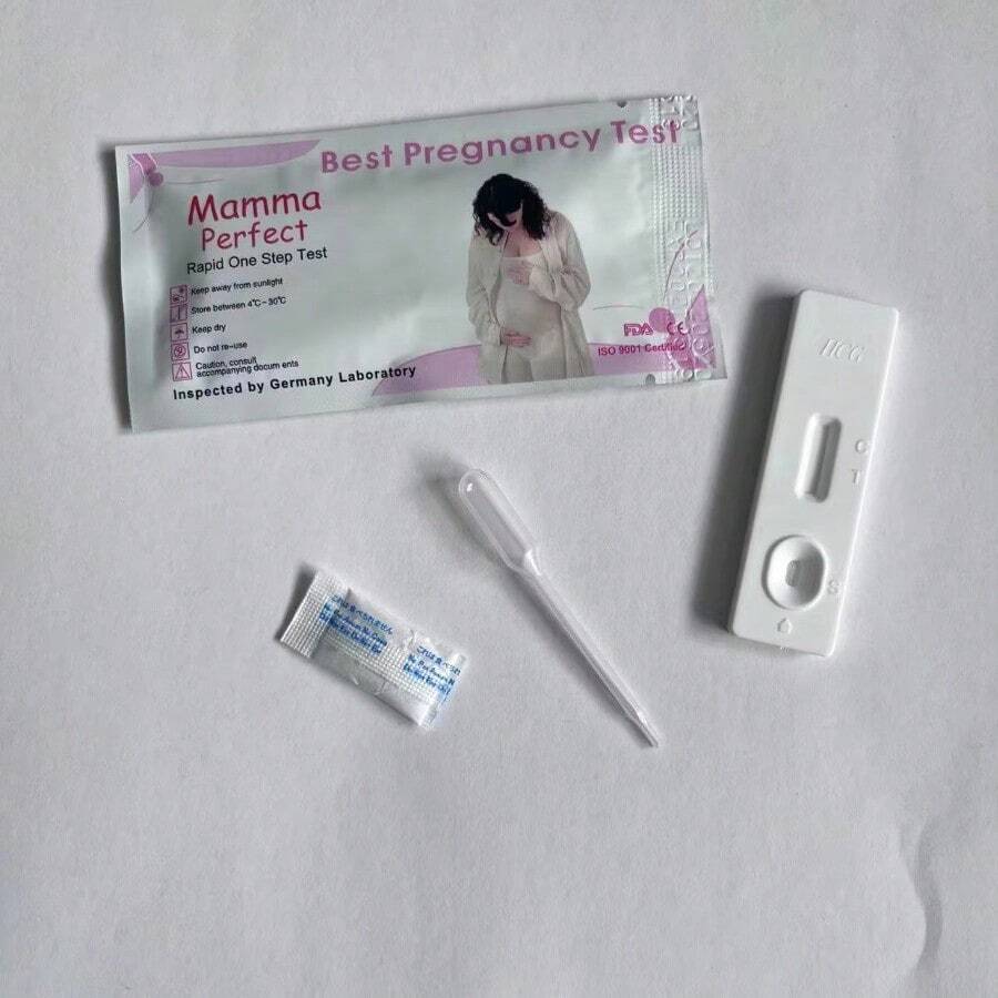 Kit personal de prueba de embarazo en orina HCG de un solo paso, tiras o casetes o papel de prueba de embarazo con tarjeta de prueba de embarazo de flujo medio - Blanco - Ver 1