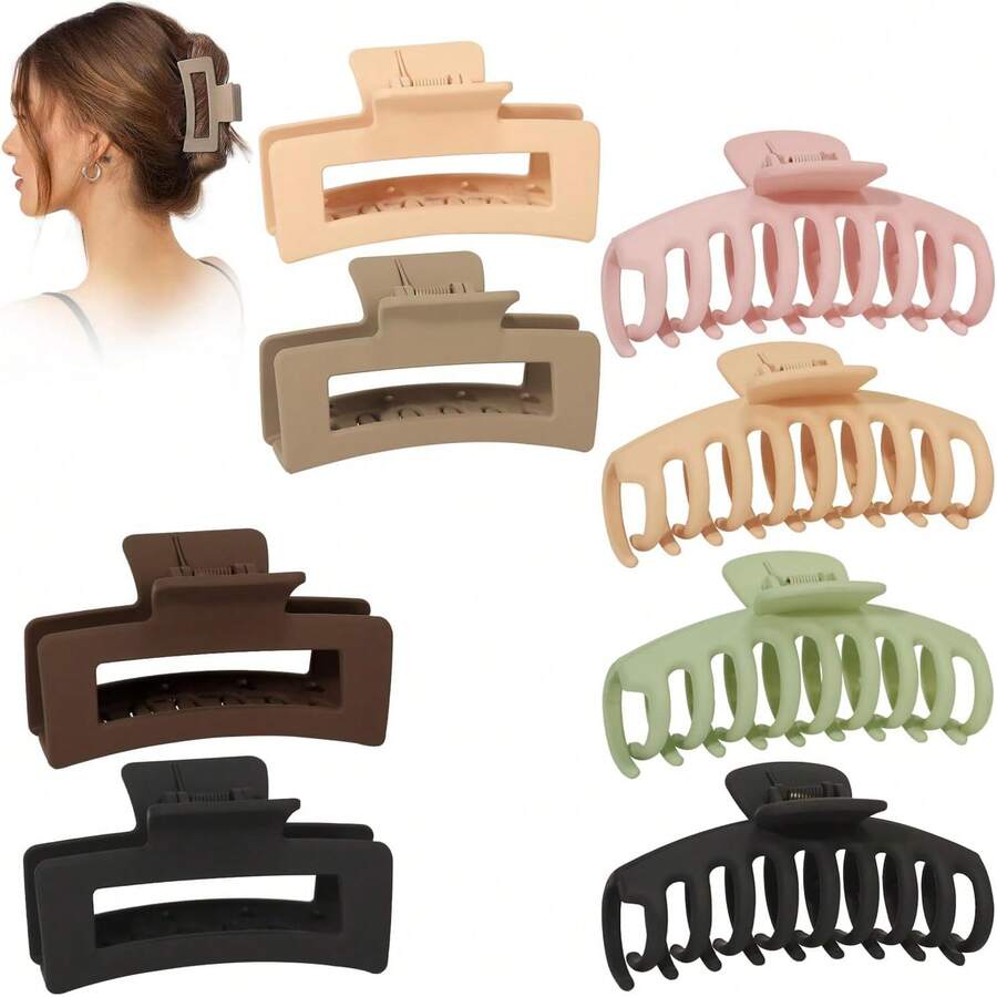 MCSWSEE Juego de 8 Pinzas para Cabello de Mujer, Accesorios para el Cabello Elegante de 4.3 Pulgadas, Antideslizantes Clip para Cabello de Mujer para Cabello y Rizado (Multicolor)