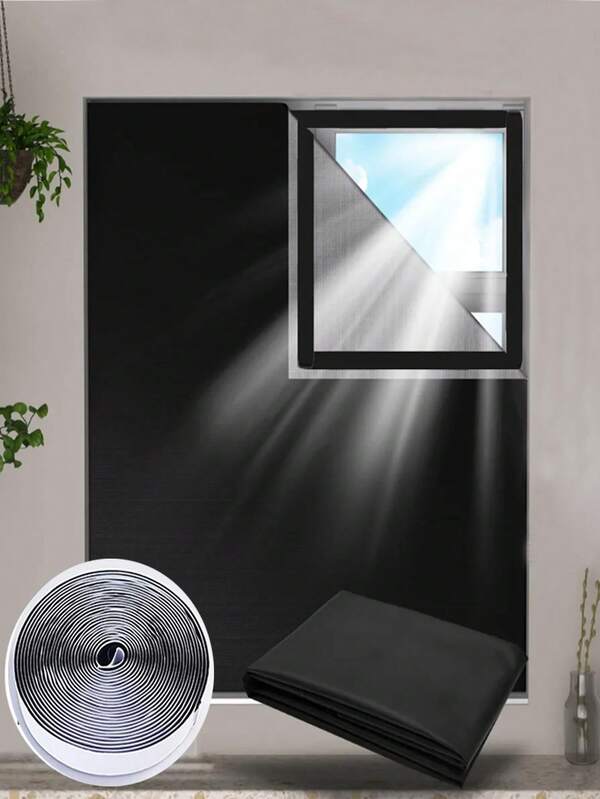 Cortina opaca sin perforación, cortinas de viaje portátiles con para la sala de estar y el dormitorio