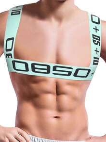 Fashion Men Sexy Shoulder Straps Chest Bondage Elastic Band Harness Muscle Halter Belt Men Bodysuite Clubwear Club Party Costume And Men's Bikini - 明藍色 - 查看 6