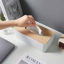 Solid Color Bamboo Lid Tissue Box, Bamboo & Wood Lid Paper Box Tissue Holder, Square And Round Tissue Box, Wooden Storage Box, Home Decor For Dining Table, Disposable Paper Napkin Holder, Bamboo Rectangle Napkin Rack, Suitable For Bathroom Vanity, Office, Dining Table, Living Room, Bedroom, Bathroom, Car Tissue Storage