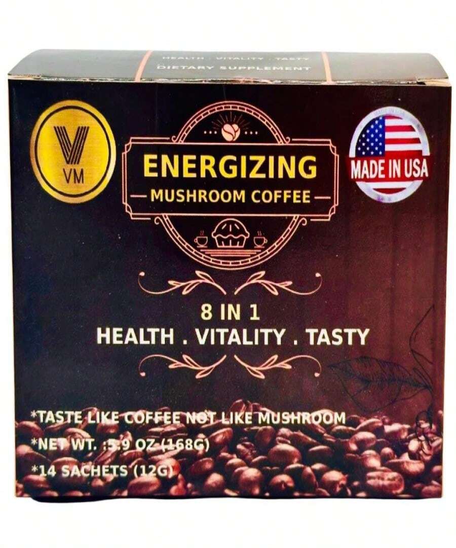 VM Energizing Mushroom Coffee-Reishi With Ginseng &Amp; Carbo Mix-Instant CoffeeNatural Ganoderma With Instant CafeDietary Supplement8-In-1 Mushroom CoffeeMix Coffee Organic ClassicMade In USA(30)S - Flavor NameA - 查看 1