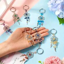 14pcs/Set Dreamcatcher Keychain Set, Mixed Colors, Alloy & Stone Material, Suitable As Wallet Pendant And DIY Keychain Decor Bag Lanyards With Id Holder Car Accessories Bag Charms Christmas Gift