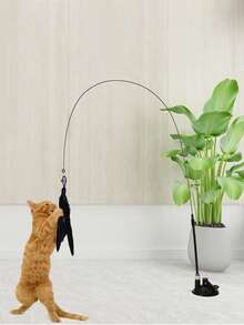 1. Cat Teaser Wand With Suction Cup, Regular Suction Cup Comes With Double-Sided Adhesive, Can Be Handheld. (The Product Is Available In Regular Suction Cup And Heavy-Duty Suction Cup, It Is Recommended To Purchase The Heavy-Duty Suction Cup For Stronger Suction.) Cat Toy, Boredom Relief Toy, Cat Toy With Suction Cup, Puppy Toy, Cat Teaser Toy, Anti-Bite And Chew-Resistant, Replaceable Suction Cup Head, Designed Specifically For Cats, Unleashes Cat's Instincts, Durable, Stable Base.