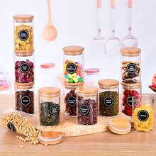12packs  Glass Storage Containers With Lids, Glass Jars With Lids, Clear Food Jar, Square Canister , Pantry Organizers And Storage For Cookie Flour Oat Pasta Tea Coffee Bean (Round) - Vòng tròn trong suốt 12 - Xem 2