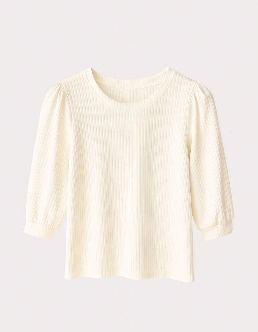 Women's 3/4 Sleeve Casual Blouse With Cotton Touch, Zero Transparency, Elegant Fit, Round Neck - trắng - Xem 1