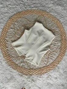 Formal Set Pantaloons Pants High Waist Pockets Tailoring Vest Buttons Simple Elegant Casual Pocket Zipper - Cream - View 6