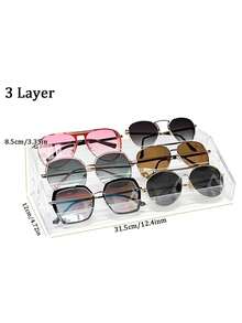 1pc Stylish Transparent Acrylic Eyeglass Storage Ladder Rack, Transparent Crystal-Style Eyeglass Storage & Display Case, Accessory Stand-Type Eyeglass Storage Box, Cosmetic & Nail Polish Organizer