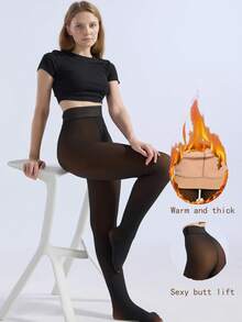Pantyhose Women Winter Thermal Translucent Stockings Thermal Fleece Tights For Women's Plush Sock Pants Warm Leggings Women - Nâu sẫm - Xem 5