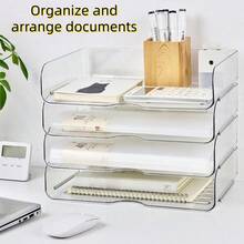 1pc Stackable Desktop File Storage Box, A4 Paper Office Drawer Organizer, Student Stationery & Miscellaneous Holder