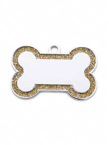 1pc Customized Text Pet Tag, Zinc Alloy Dog Anti-Lost ID Tag With Glitter Pink Circle, Customized Bone Shaped Dog Tag - Engraved For Pet Identification, Essential For Holidays/Parties
